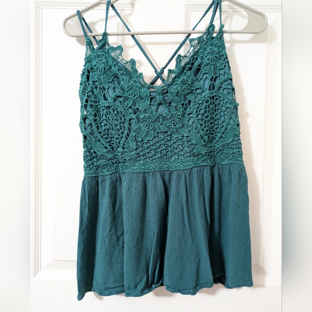 *3 for $15* Maurices Teal Lace Crocheted Top Camisole